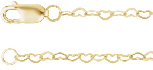 14K Yellow 1.9 mm Heart 16" Chain