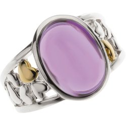 Ring with Heart Accents for Oval Gemstone