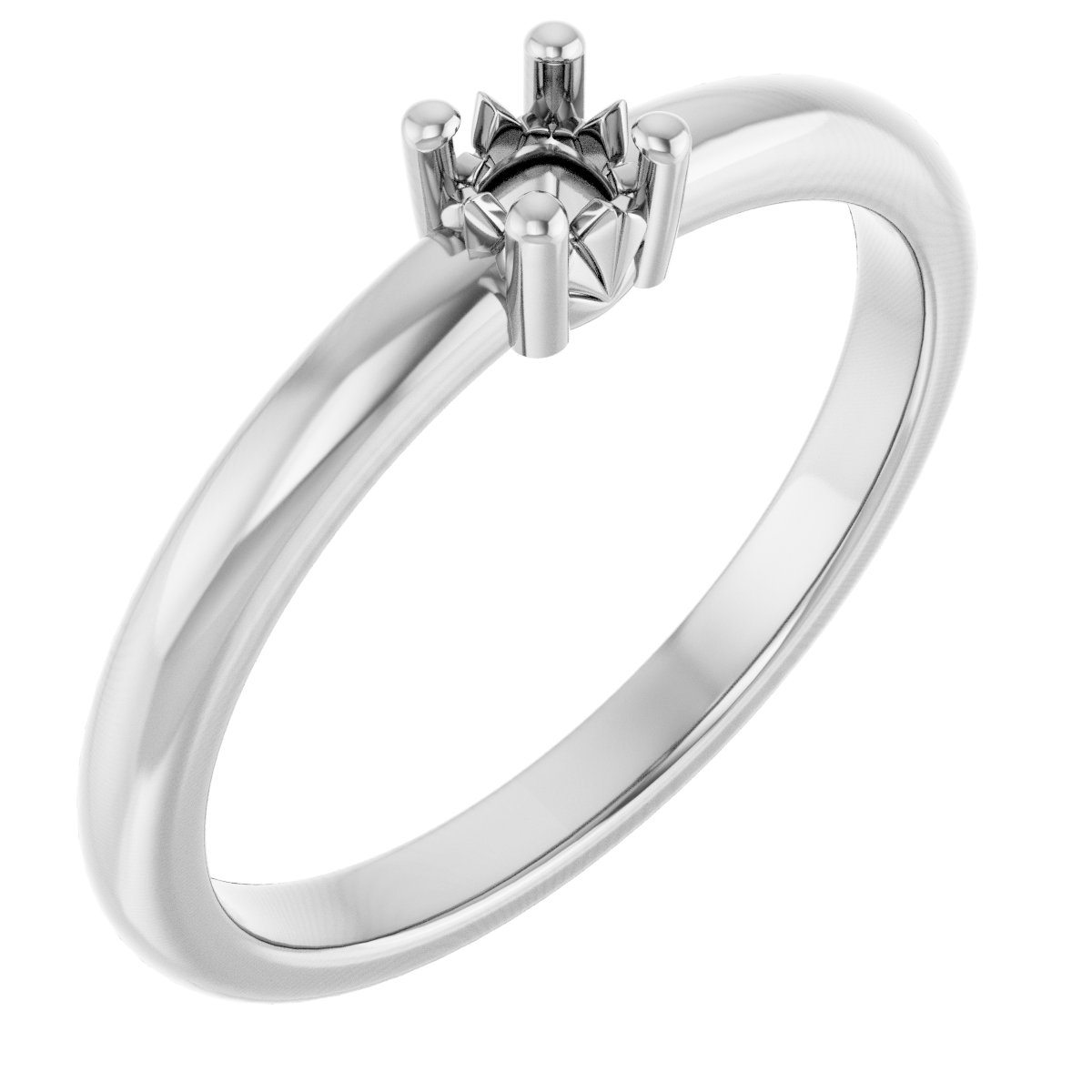 14K White 3x3 mm Cushion Ring Mounting