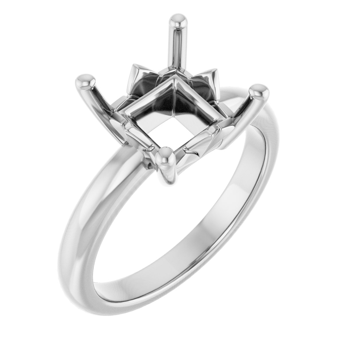 14K White 8x8 mm Square Ring Mounting