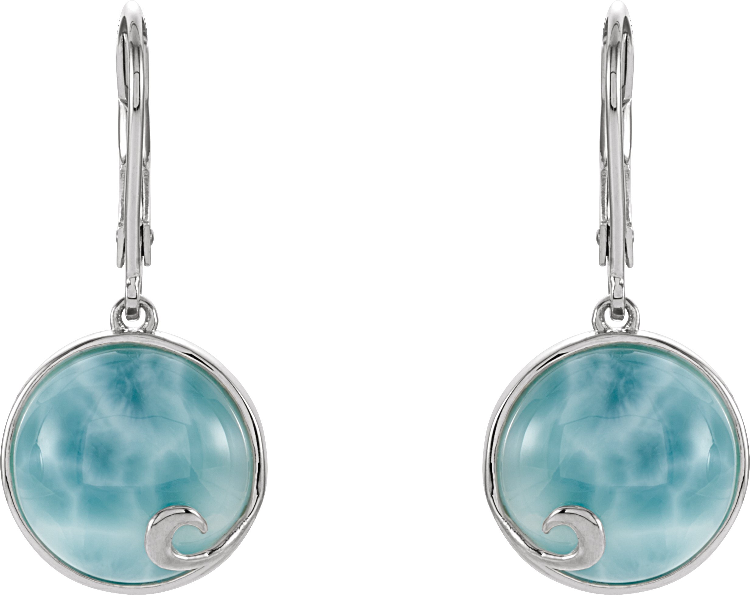 Sterling Silver Natural Larimar Earrings