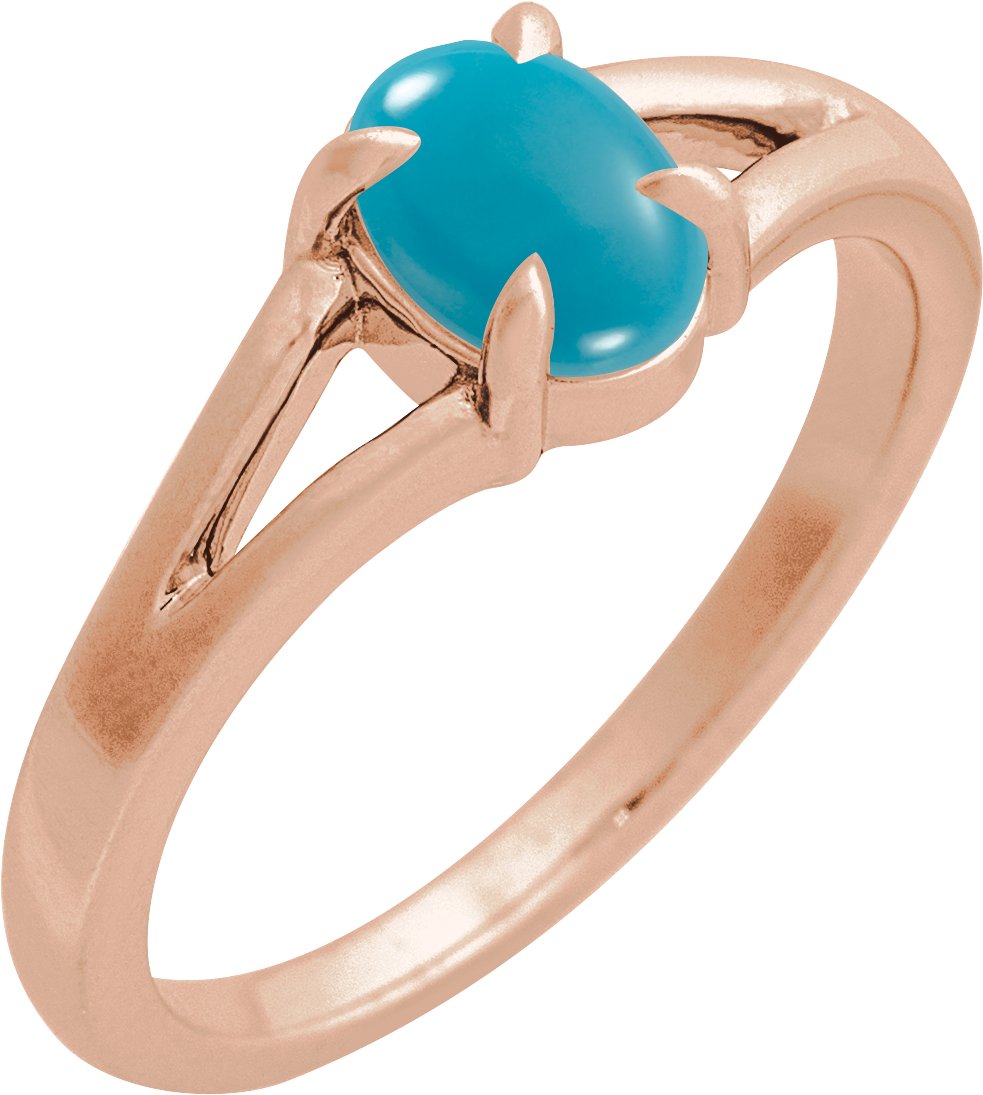 14K Rose Natural Turquoise Cabochon Ring Ref 22391727