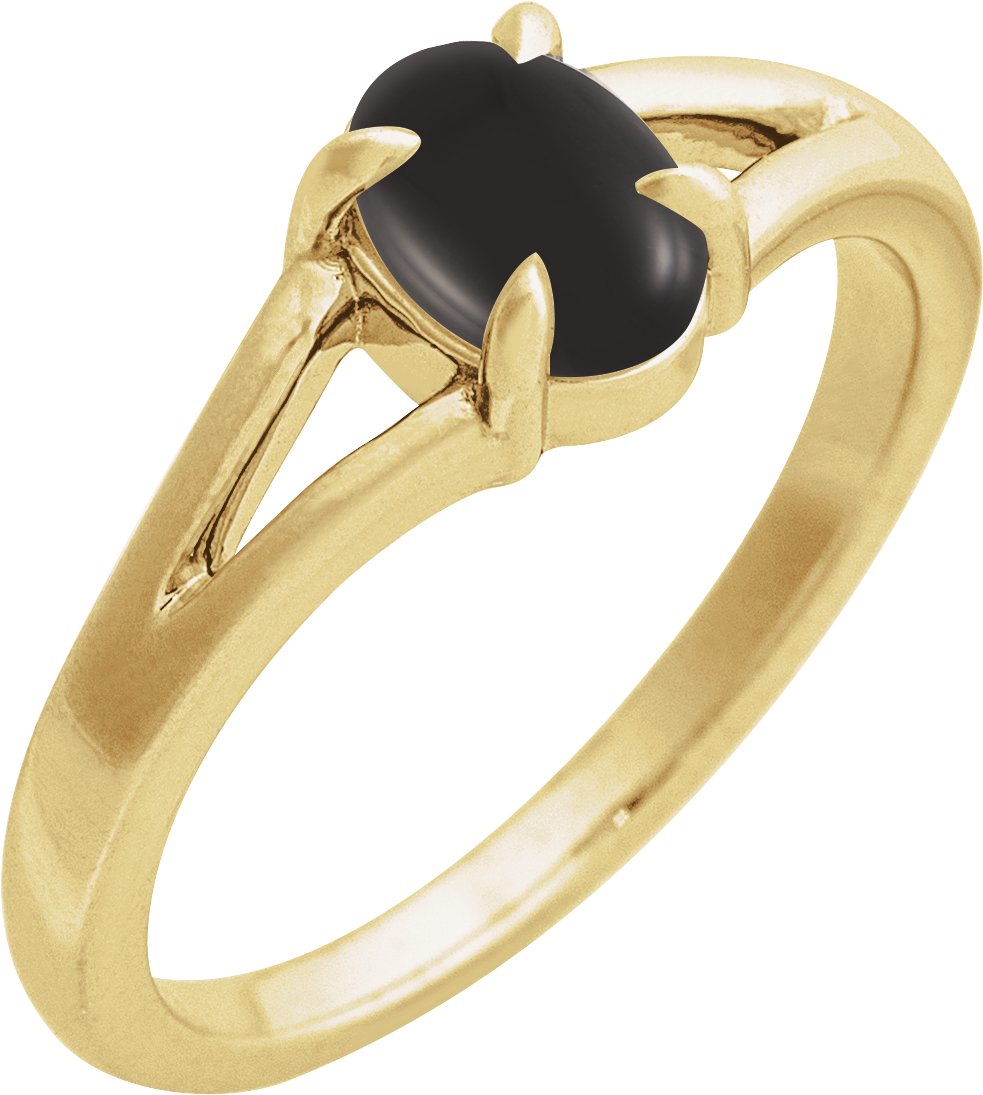 14K Yellow Natural Onyx Cabochon Ring Ref 22391706