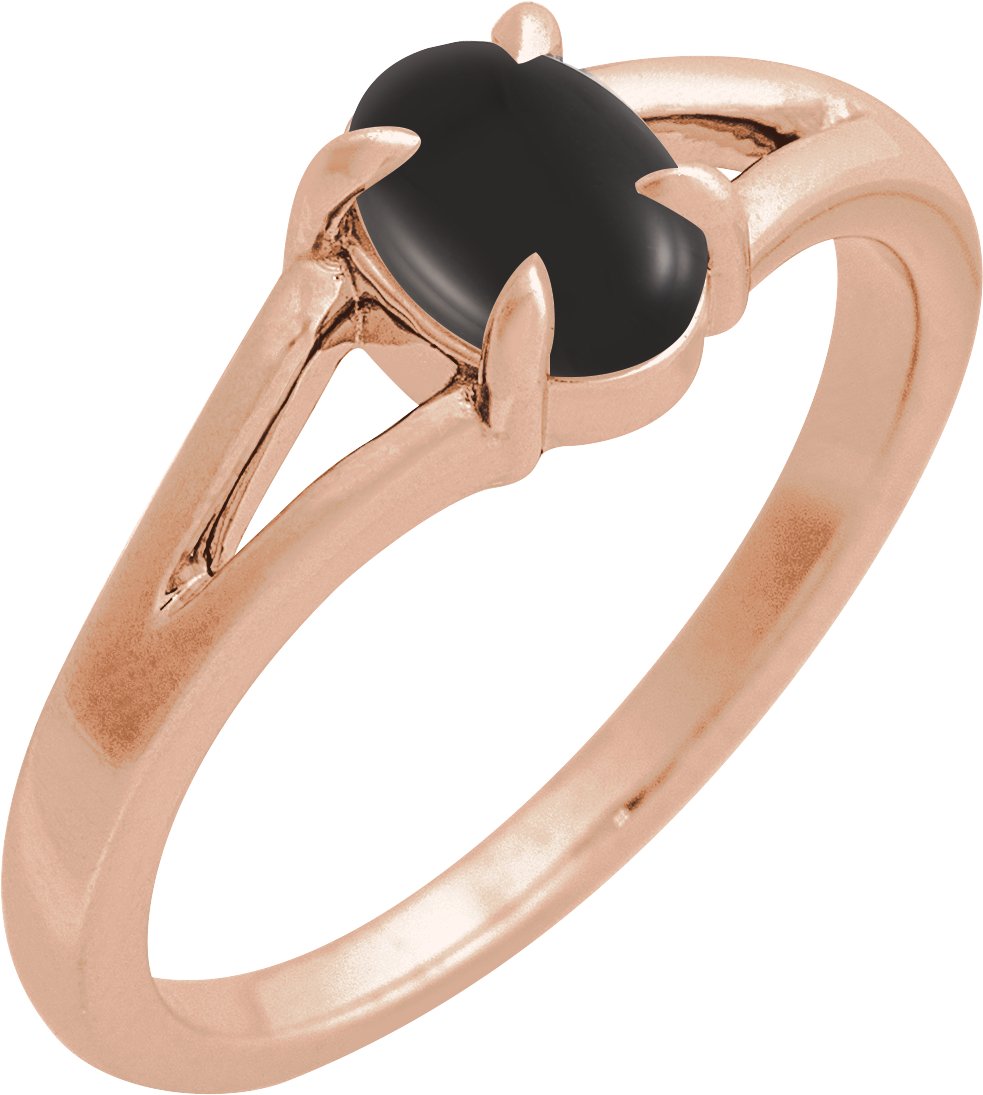 14K Rose Natural Onyx Cabochon Ring Ref 22391713