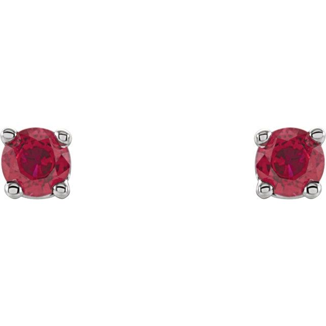 14K White 2.5 mm Natural Ruby Stud Earrings with Friction Post