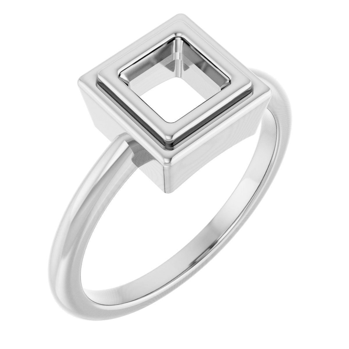14K White 5x5 mm Square Ring Mounting