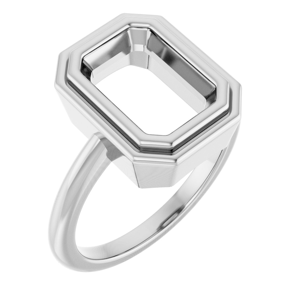 14K White 10x7 mm Emerald Ring Mounting