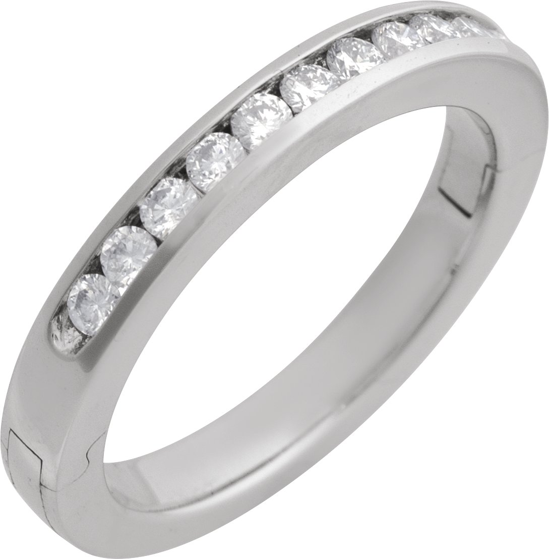 14K White 3/8 CTW Natural Diamond CLIQ® Hinged Adjustable Anniversary Band Size 7