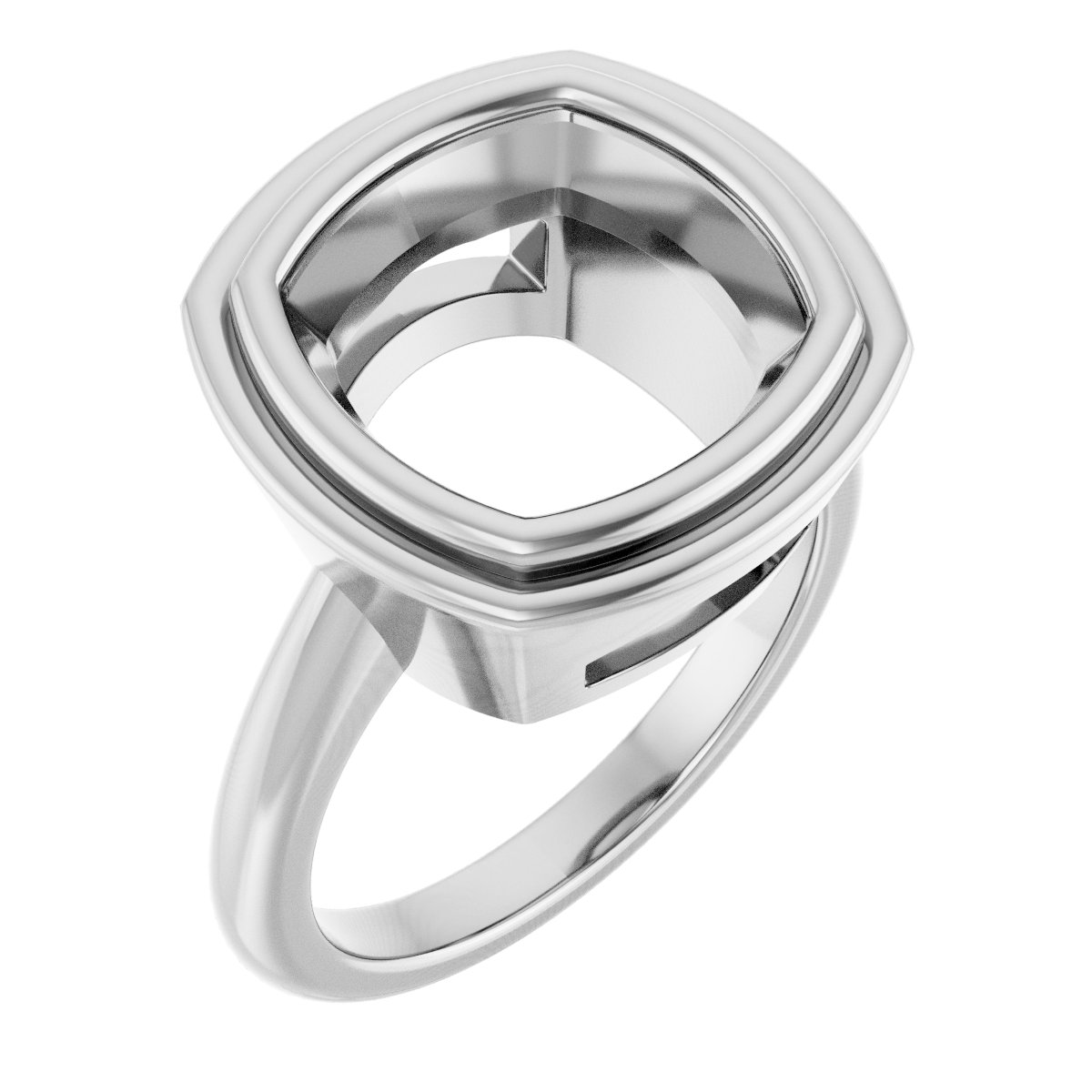 14K White 11x11 mm Cushion Ring Mounting