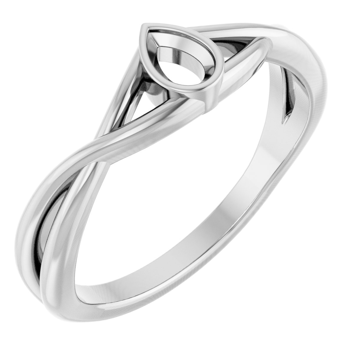 14K White 4.5x3 mm Pear Bezel-Set Ring Mounting
