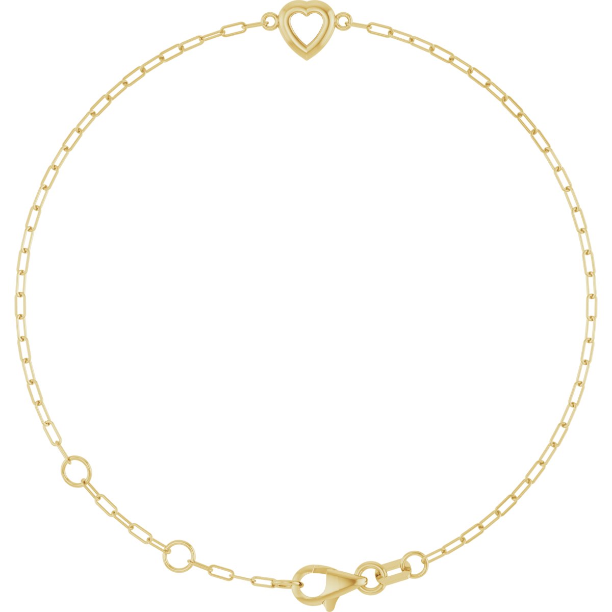 Heart & Paperclip-Style Link Bracelet