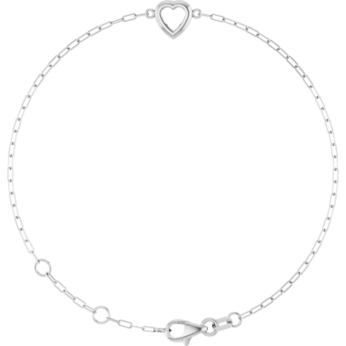 Heart & Paperclip-Style Link Bracelet