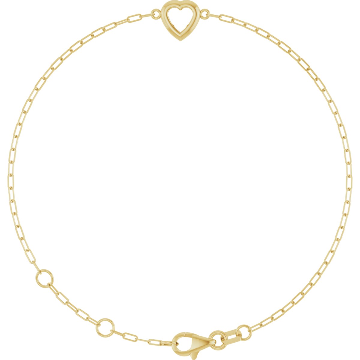 Heart & Paperclip-Style Link Bracelet