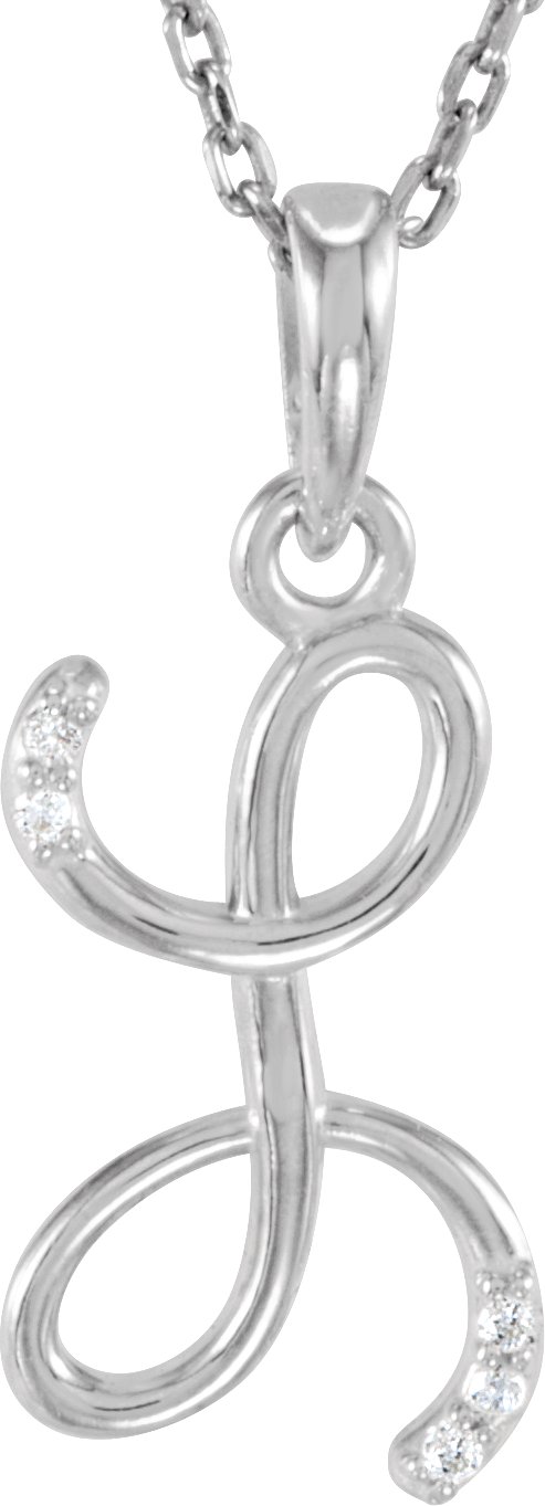 Sterling Silver .025 CTW Natural Diamond Initial L 18