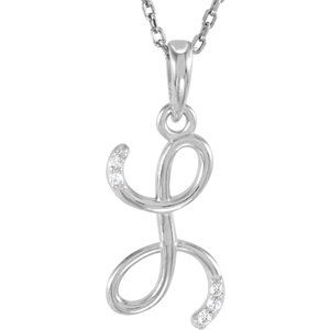 Sterling Silver .025 CTW Natural Diamond Initial L 18" Necklace