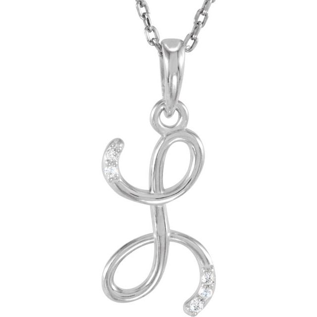 Sterling Silver .025 CTW Natural Diamond Initial L 18