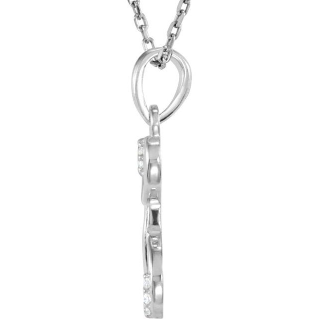 14K White .025 CTW Natural Diamond Initial H 18 Necklace