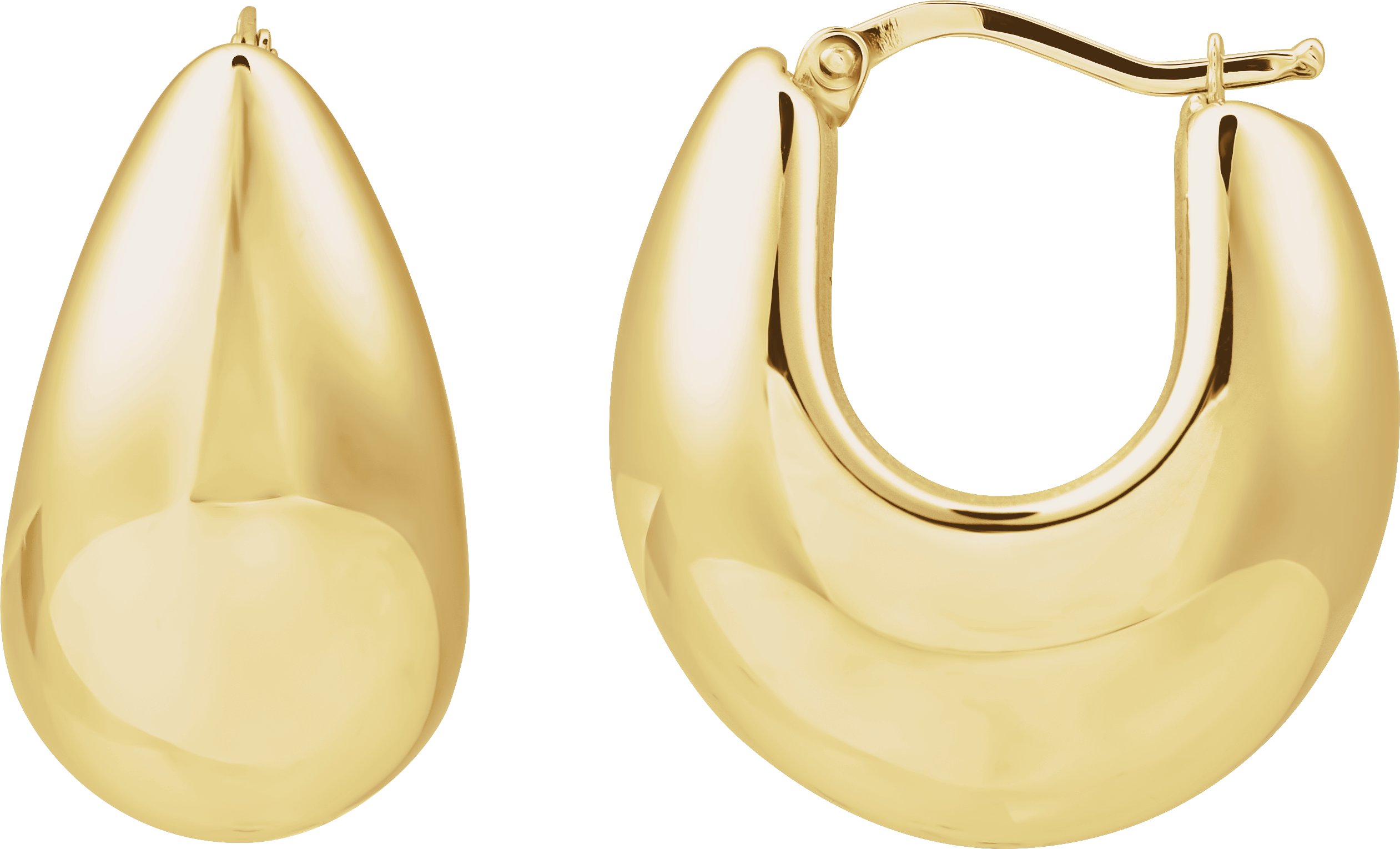 14K Yellow Tapered 25.5 mm Hoop Earrings