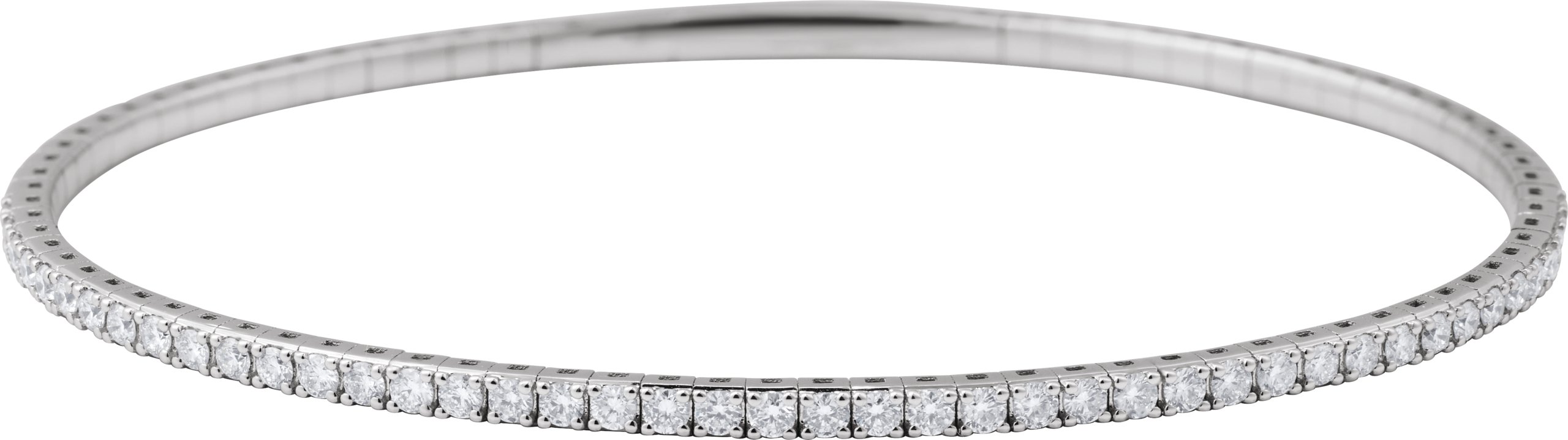 Half Accented Lab-Grown Diamond Flexible Bangle Bracelet