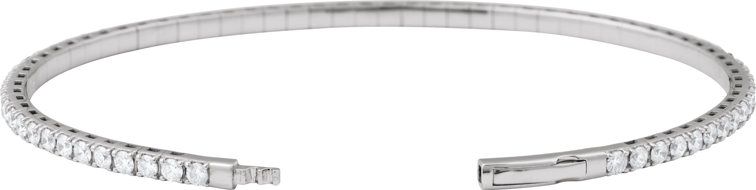 14K White Gold 3 CTW Lab-Grown Diamond Flexible Bangle 7 Bracelet