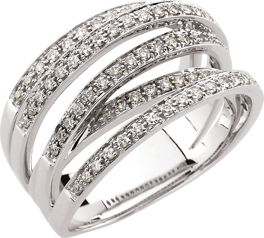 14K White 1/2 CTW Diamond Criss-Cross Ring