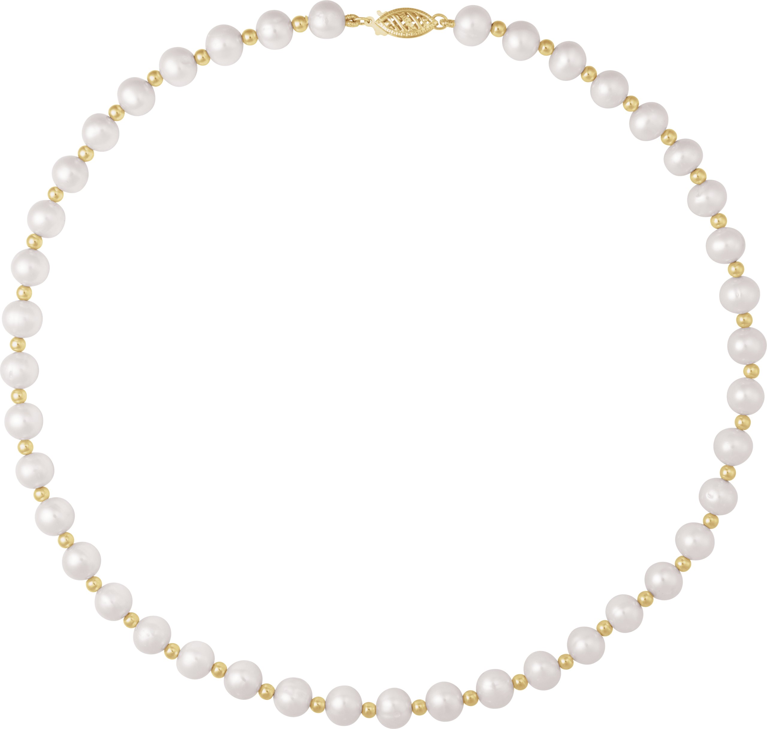 14K Yellow Cultured White Freshwater Pearl 18" Necklace