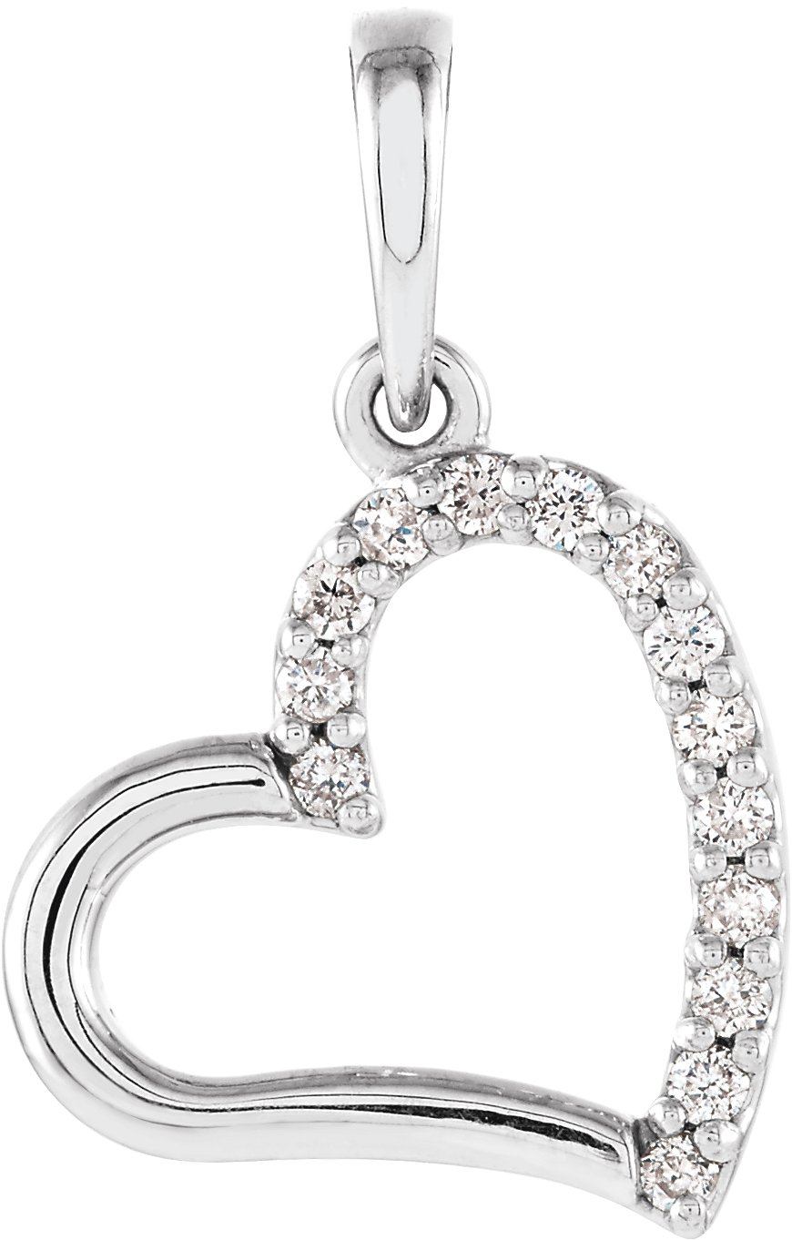 14K White .06 CTW Diamond Heart Pendant