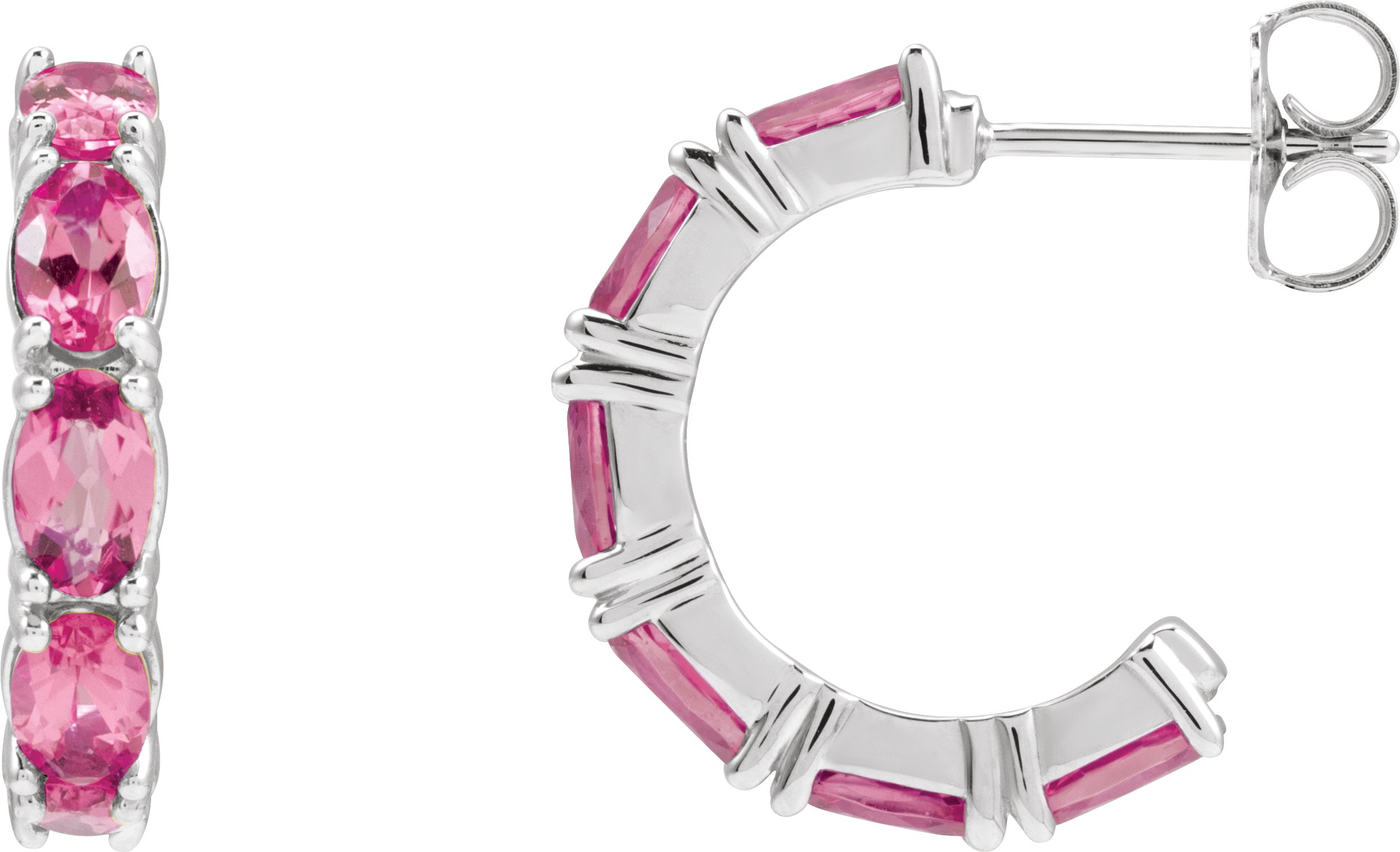 Platinum Natural Pink Tourmaline Hoop Earrings Ref 22428151