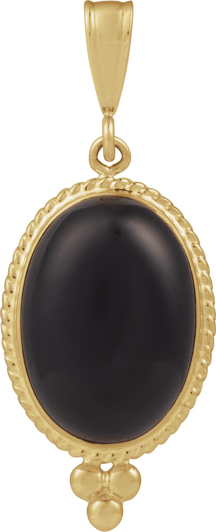 14K Yellow Natural Black Onyx Pendant