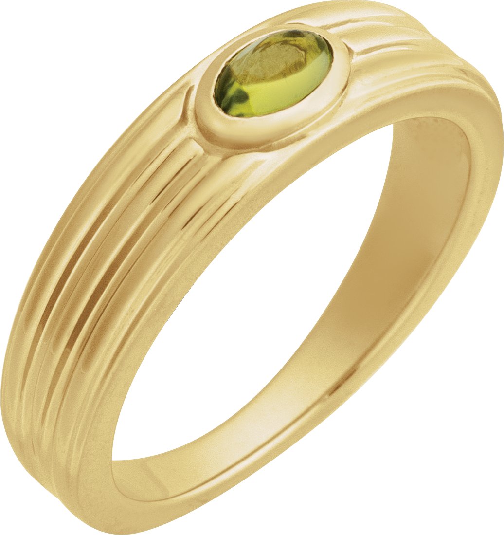 14K Yellow 5x3 mm Natural Peridot Cabochon Ring