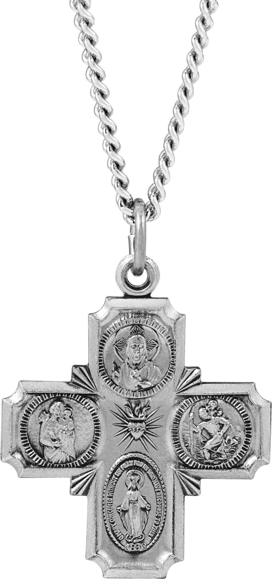 Sterling Silver 25x24 mm Four-Way Cross Medal 24