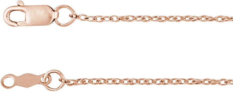 18K Rose 1.25 mm Rope 16" Chain