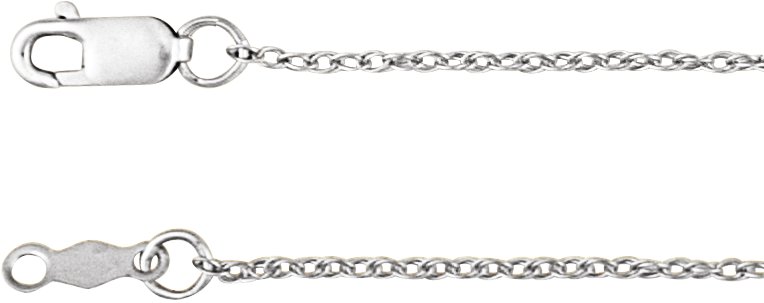 14K White 1 mm Rope 24" Chain