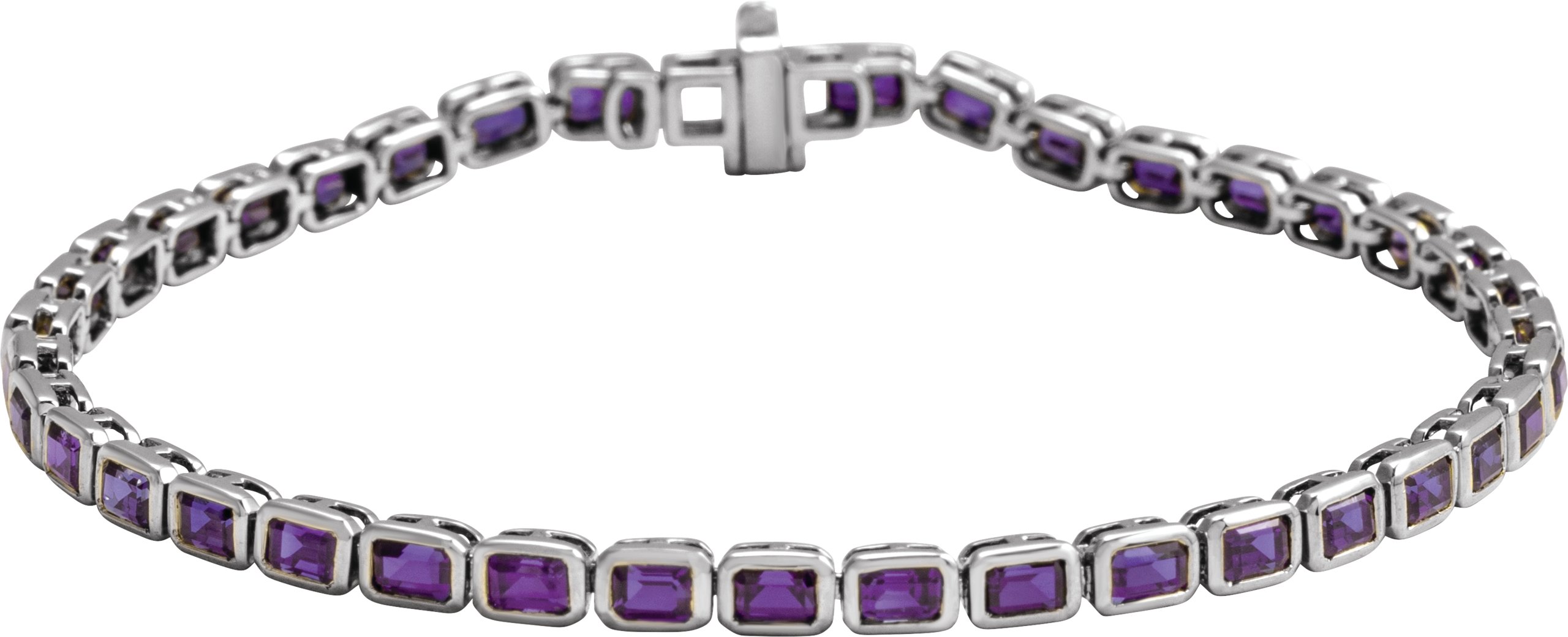 14K White Natural Amethyst Line 7 inch Bracelet Ref 22473118