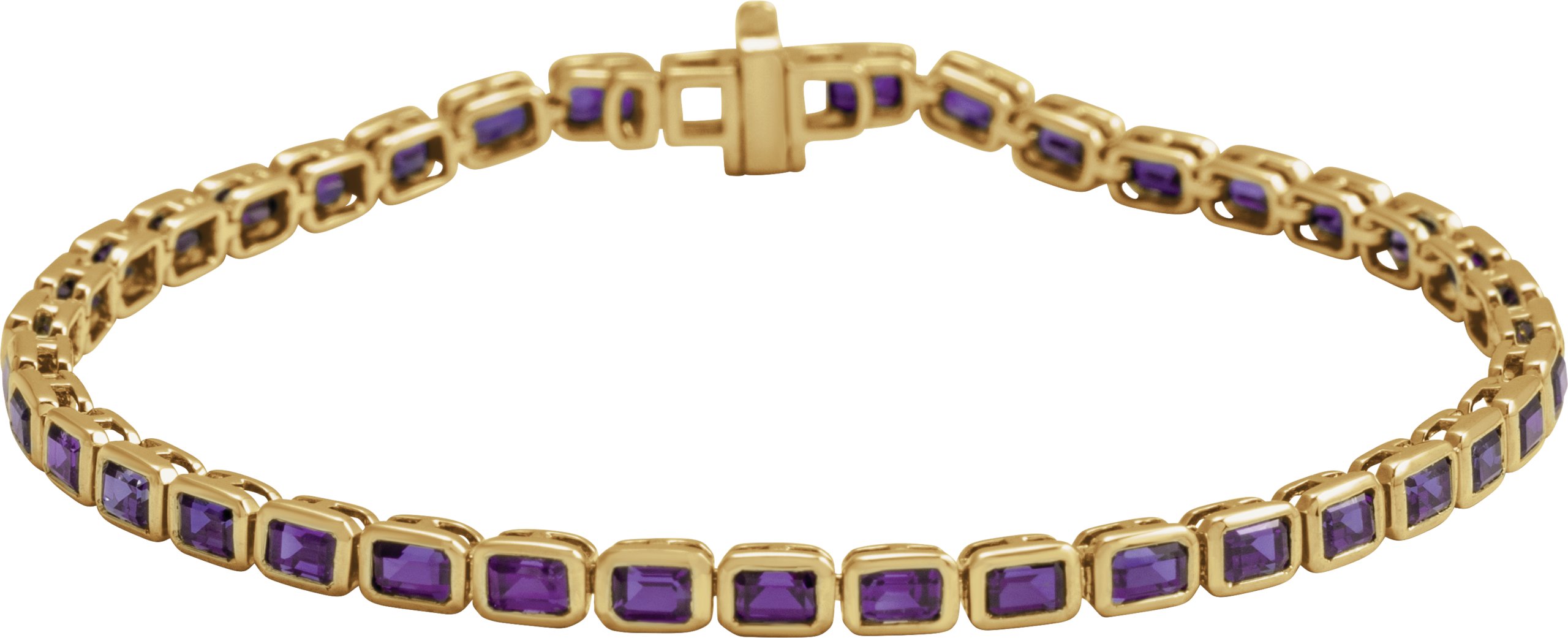 14K Yellow Natural Amethyst Line 7 Bracelet