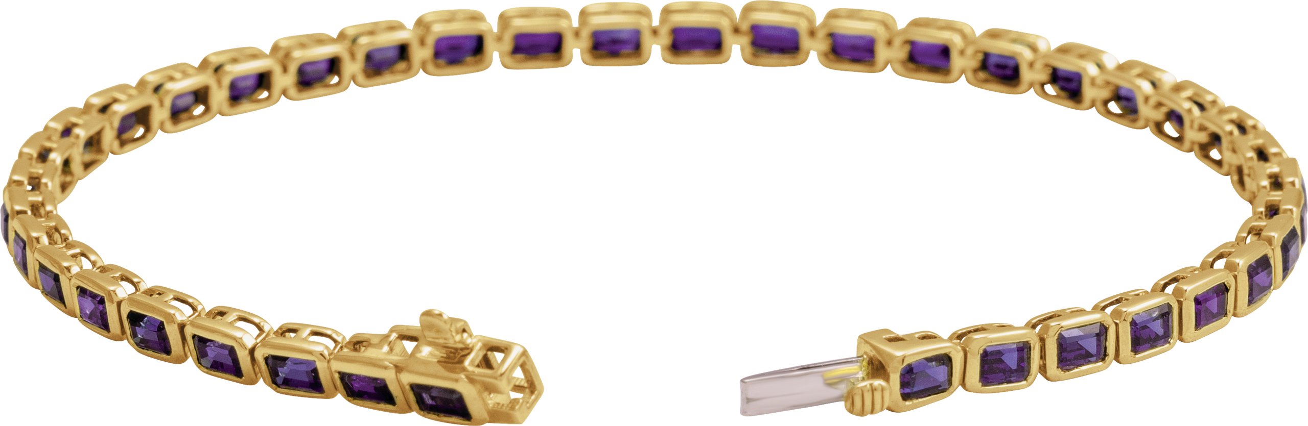 14K Yellow Natural Amethyst Line 7 Bracelet