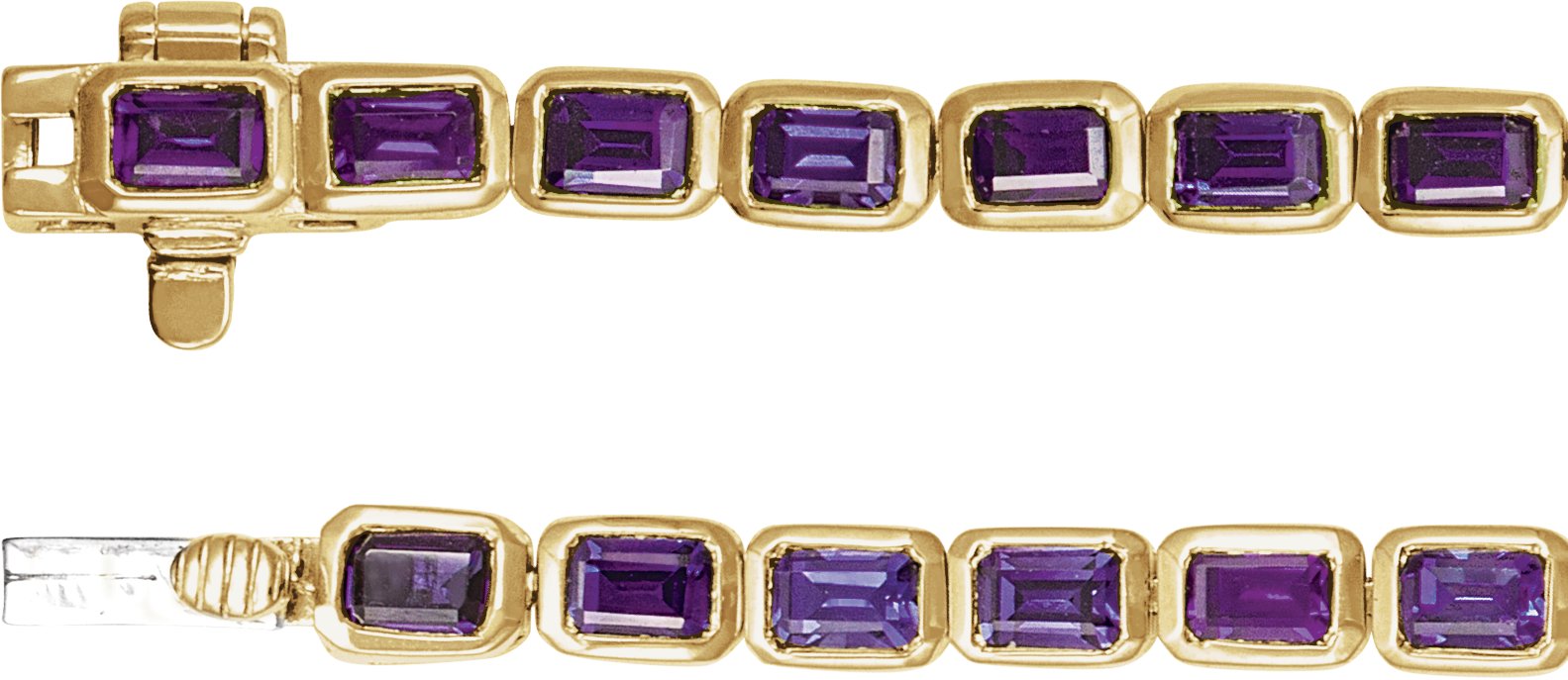 14K Yellow Natural Amethyst Line 7 Bracelet