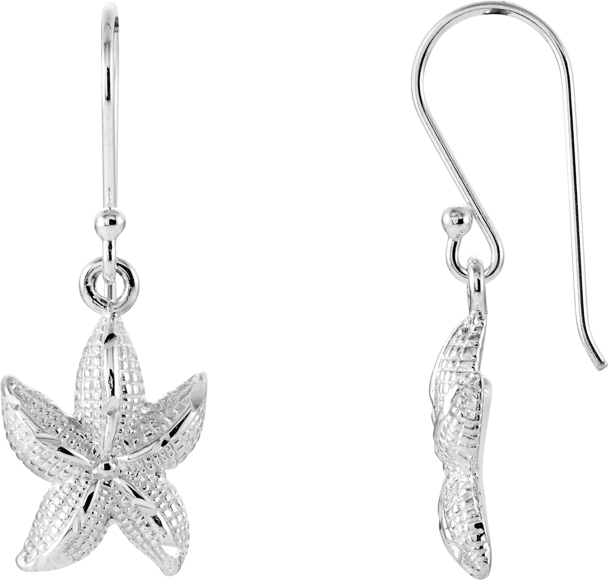 84821 / Sterling Silver / Pair 19.04X12.14 Mm / Polished / Starfish Earrings