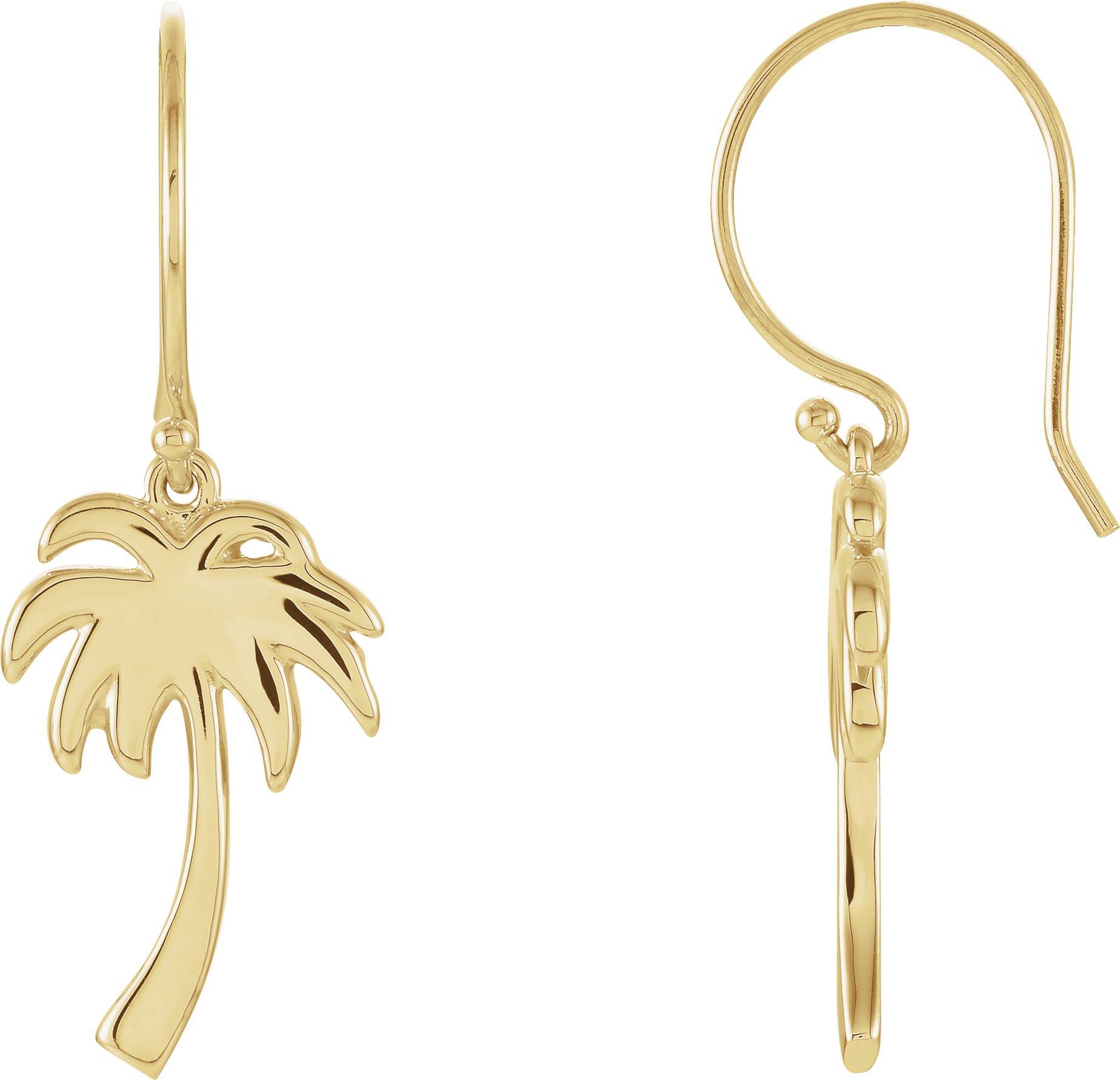 14K Yellow Petite Palm Tree Earrings