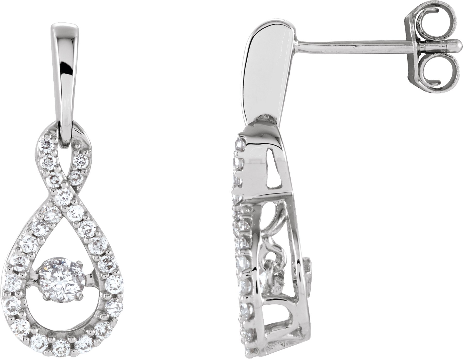 14K White 3/8 CTW Natural Mystara Diamonds® Infinity-Inspired Earrings