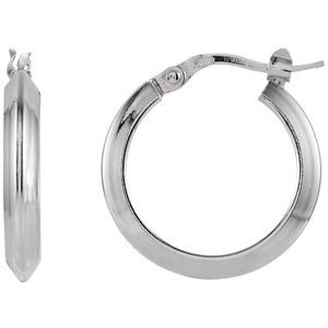 Sterling Silver Knife-Edge Tube 15 mm Hoop Earrings