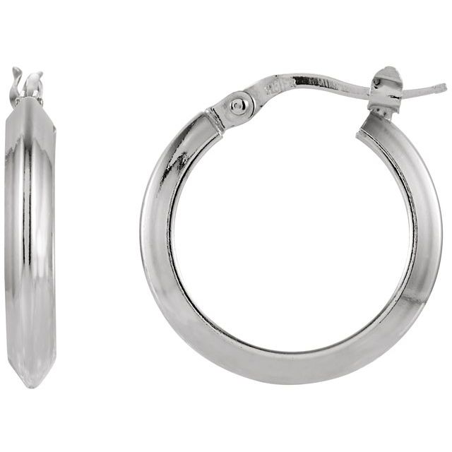 Sterling Silver 15 mm Knife-Edge Hoop Earrings