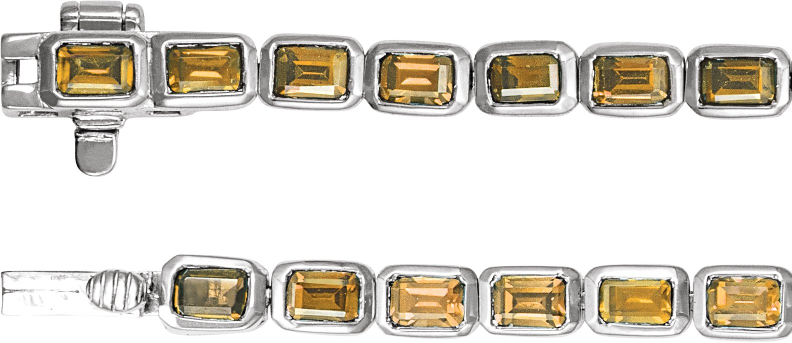 Sterling Silver Natural Blue Citrine Line 7 Bracelet