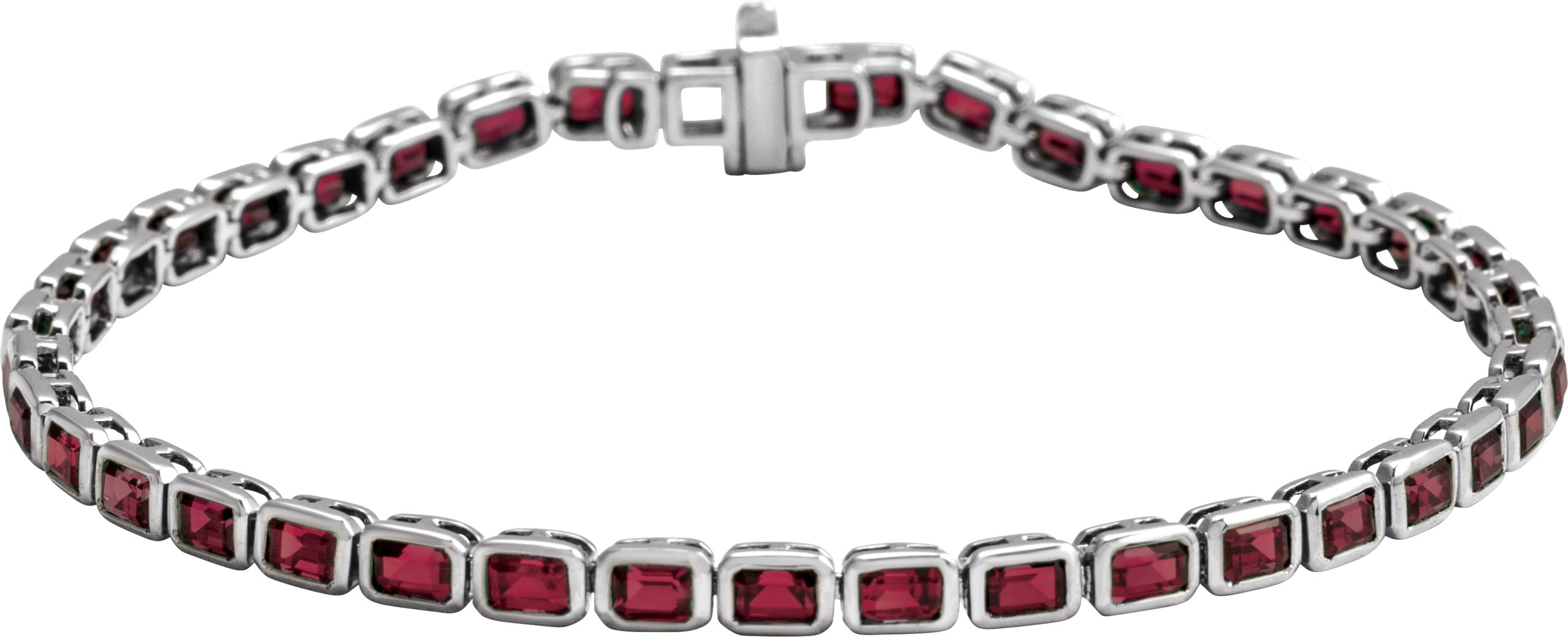 14K White Natural Mozambique Garnet Line 7 inch Bracelet Ref 22473116