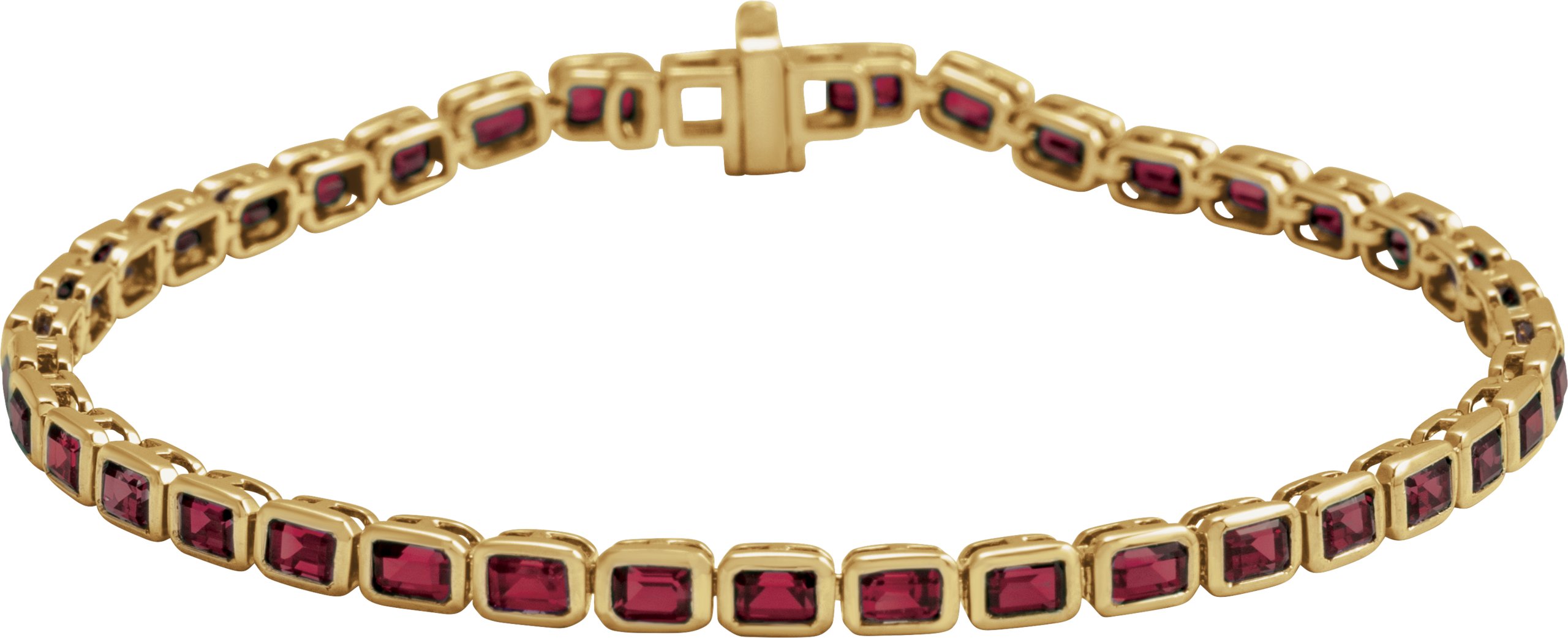 14K Yellow Natural Mozambique Garnet Line 7 Bracelet