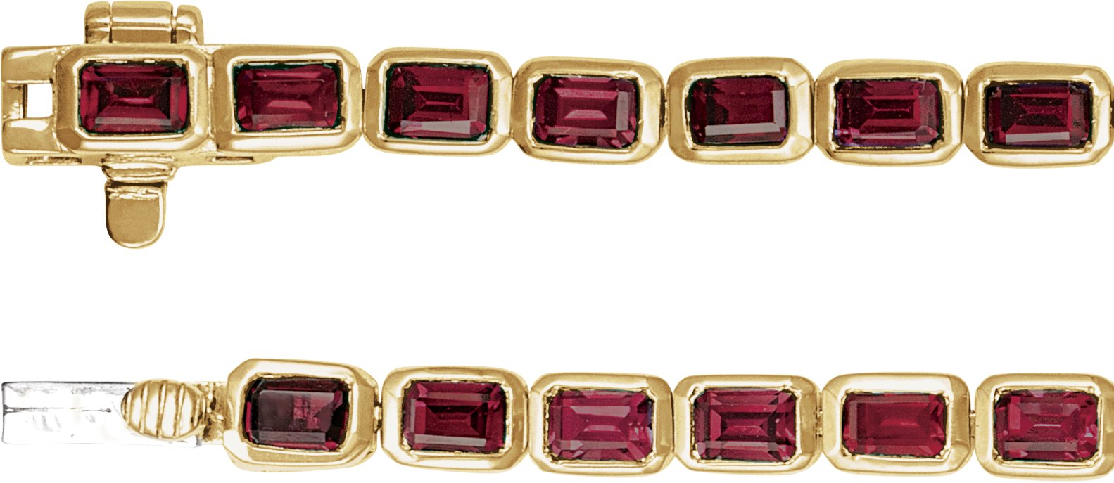 14K Yellow Natural Mozambique Garnet Line 7 Bracelet