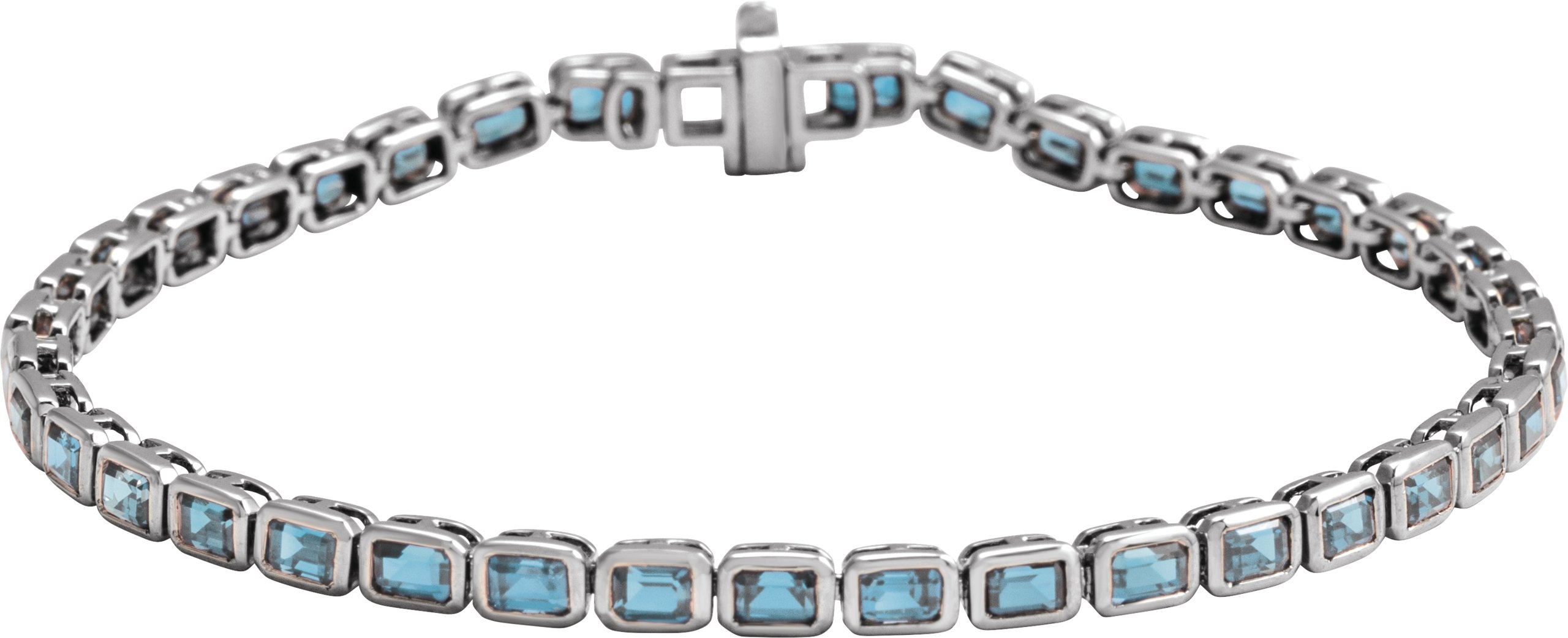 14K White Natural Sky Blue Topaz Line 7 Bracelet