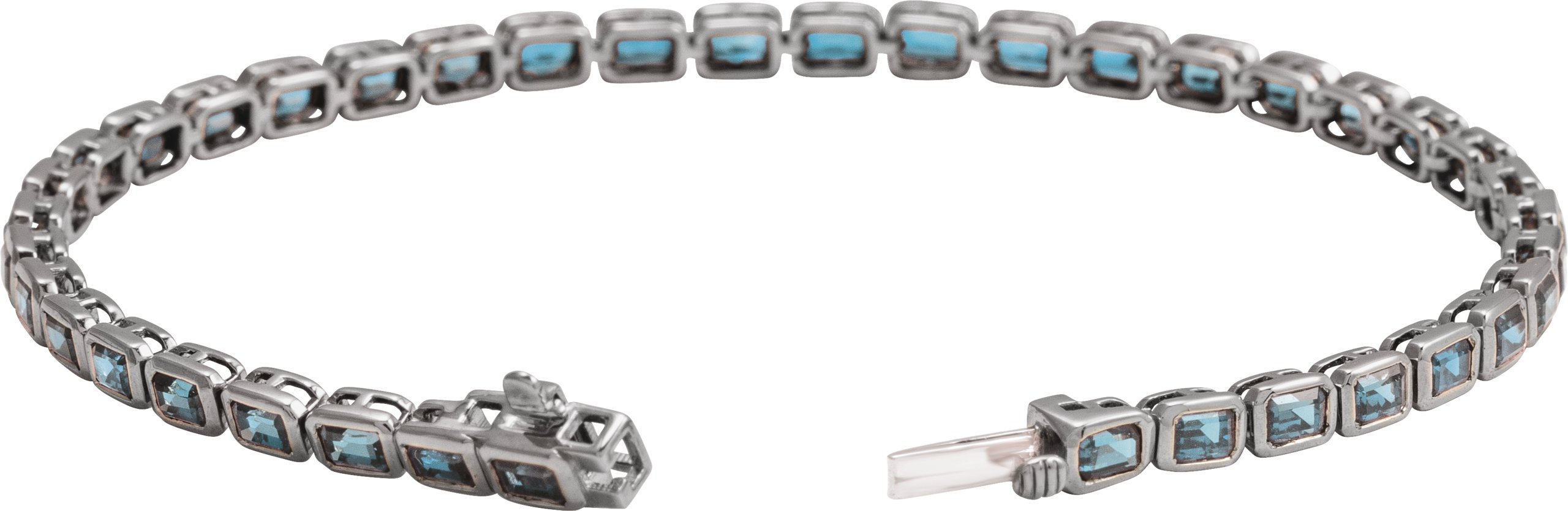 14K White Natural Sky Blue Topaz Line 7 Bracelet