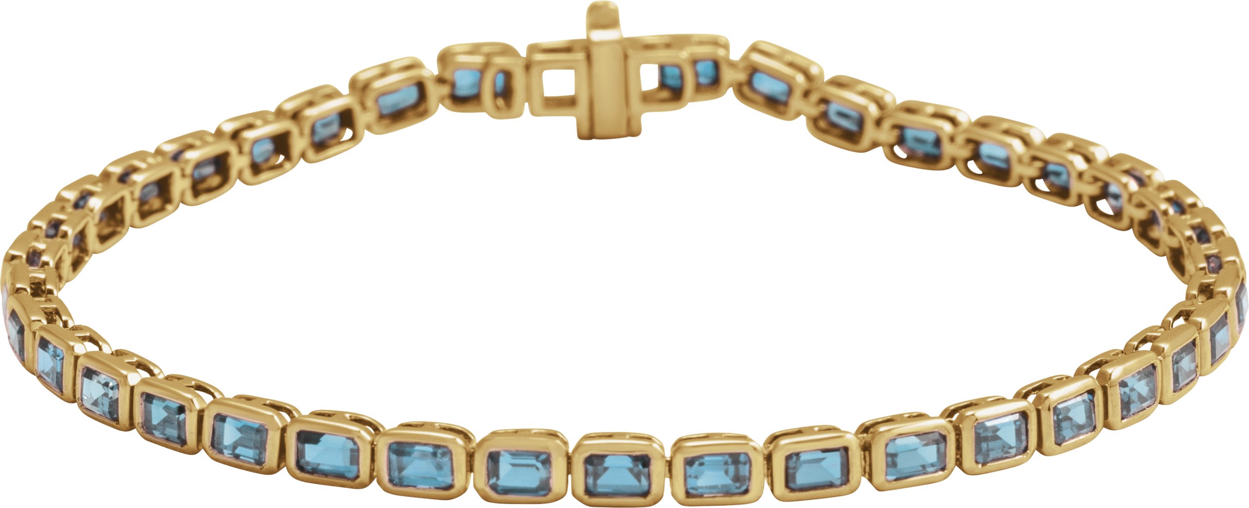 14K Yellow Natural Sky Blue Topaz Line 7 Bracelet