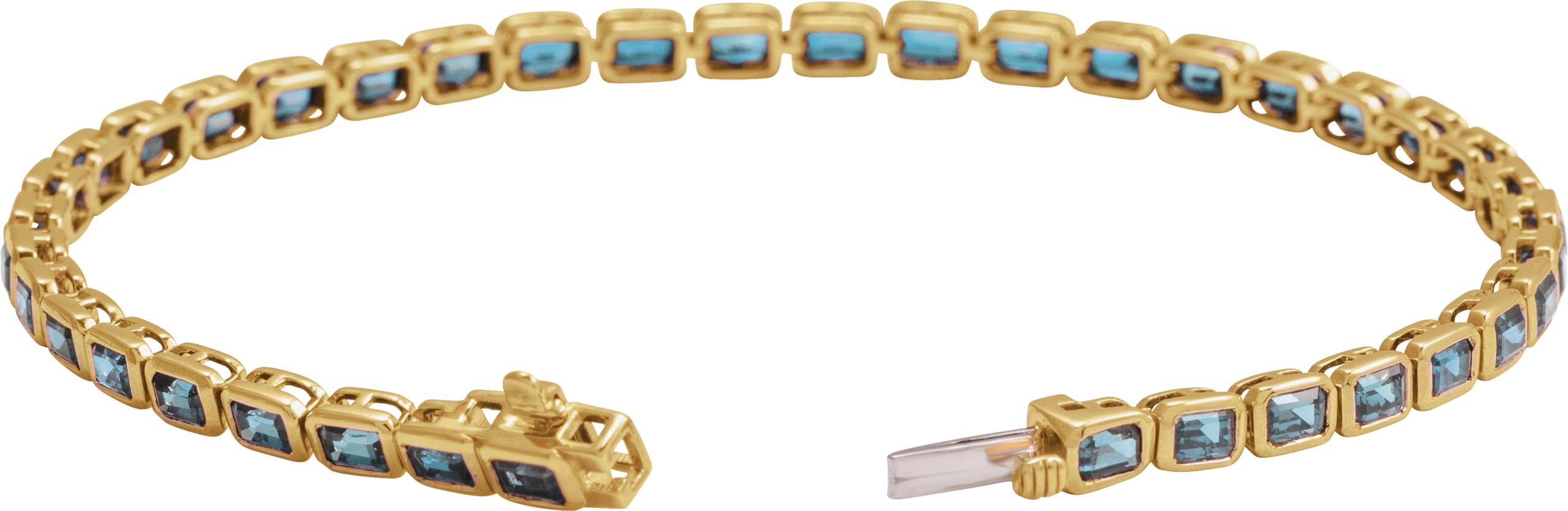 14K Yellow Natural Sky Blue Topaz Line 7 Bracelet